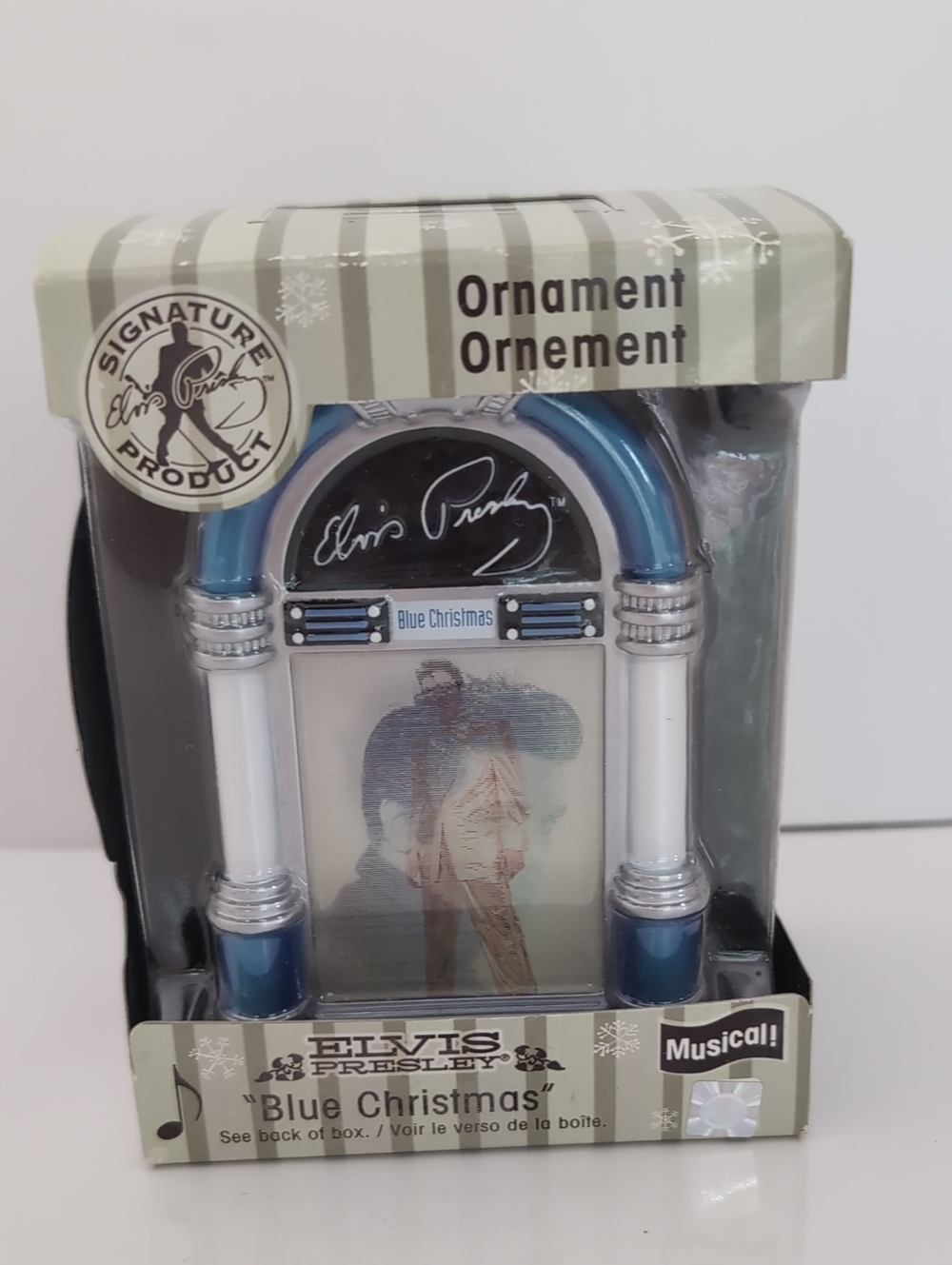 Elvis Presley Blue Christmas Musical Jukebox Ornament